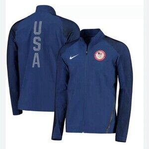 NIKE WOMENS TEAM USA 2016 OLYMPIC FULL ZIP RUNNING JACKET BLUE SZ Medium